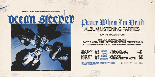 Ocean Sleeper - Peace When I'm Dead Album Release Party - Adelaide live at The Ed Castle - Concert poster