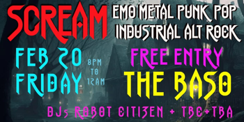 SCREAM! EmoPunkMetalHeavyAltRock FREE Club Night