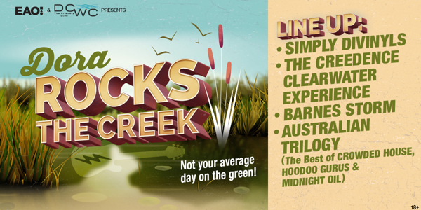 Dora Rocks The Creek live at Dora Creek Workers Club - Concert poster