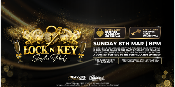 Lock N Key Singles Party! live at Stamford Inn in Victoria on March 08, 2026 - Concert poster
