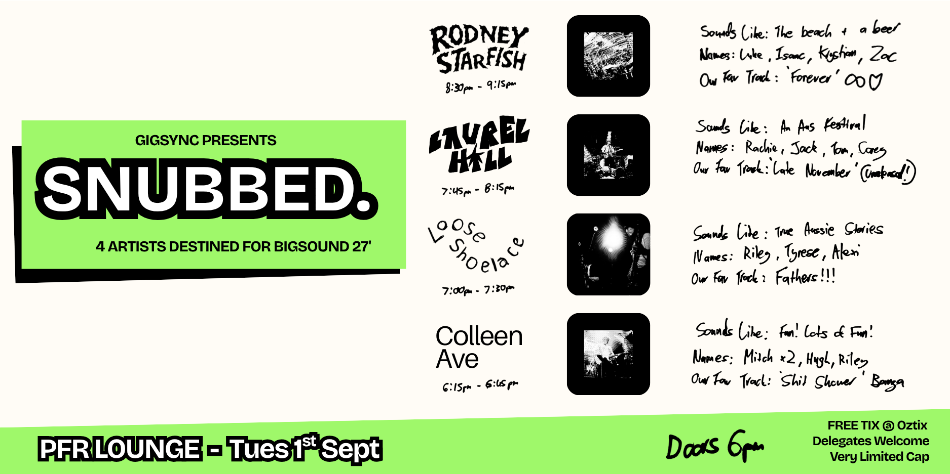 SNUBBED. | GIGSYNC'S BIGSOUND PARTY
