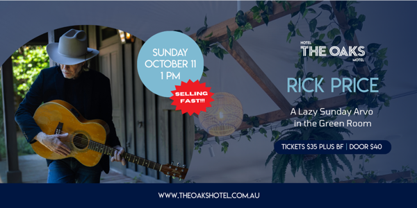 Rick Price - Call On Me Tour live at The Oaks Hotel - Concert poster
