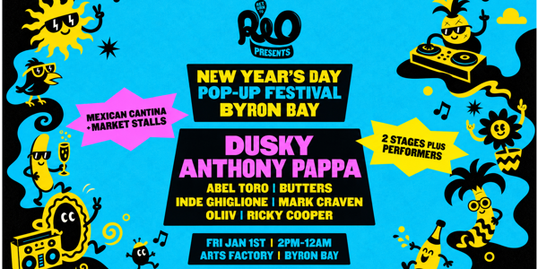 Return To Rio Presents: Pop-Up NYD Festival ft. Dusky & Anthony Papa - Byron Bay live at Arts Factory Garden Bar - Concert poster