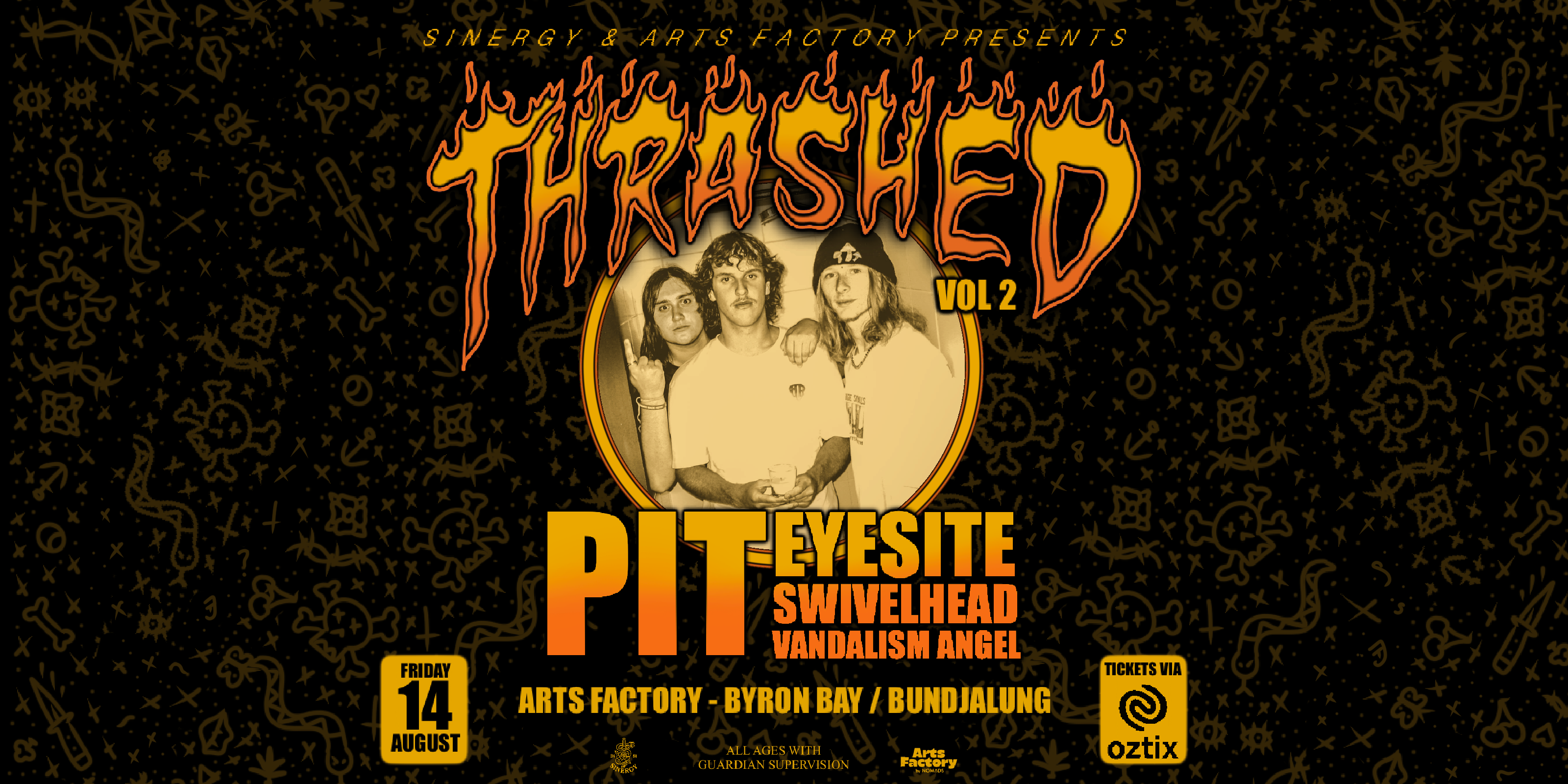 THRASHED 02 ft. PIT • EYESITE • SWIVELHEAD • VANDALISM ANGEL - BYRON BAY