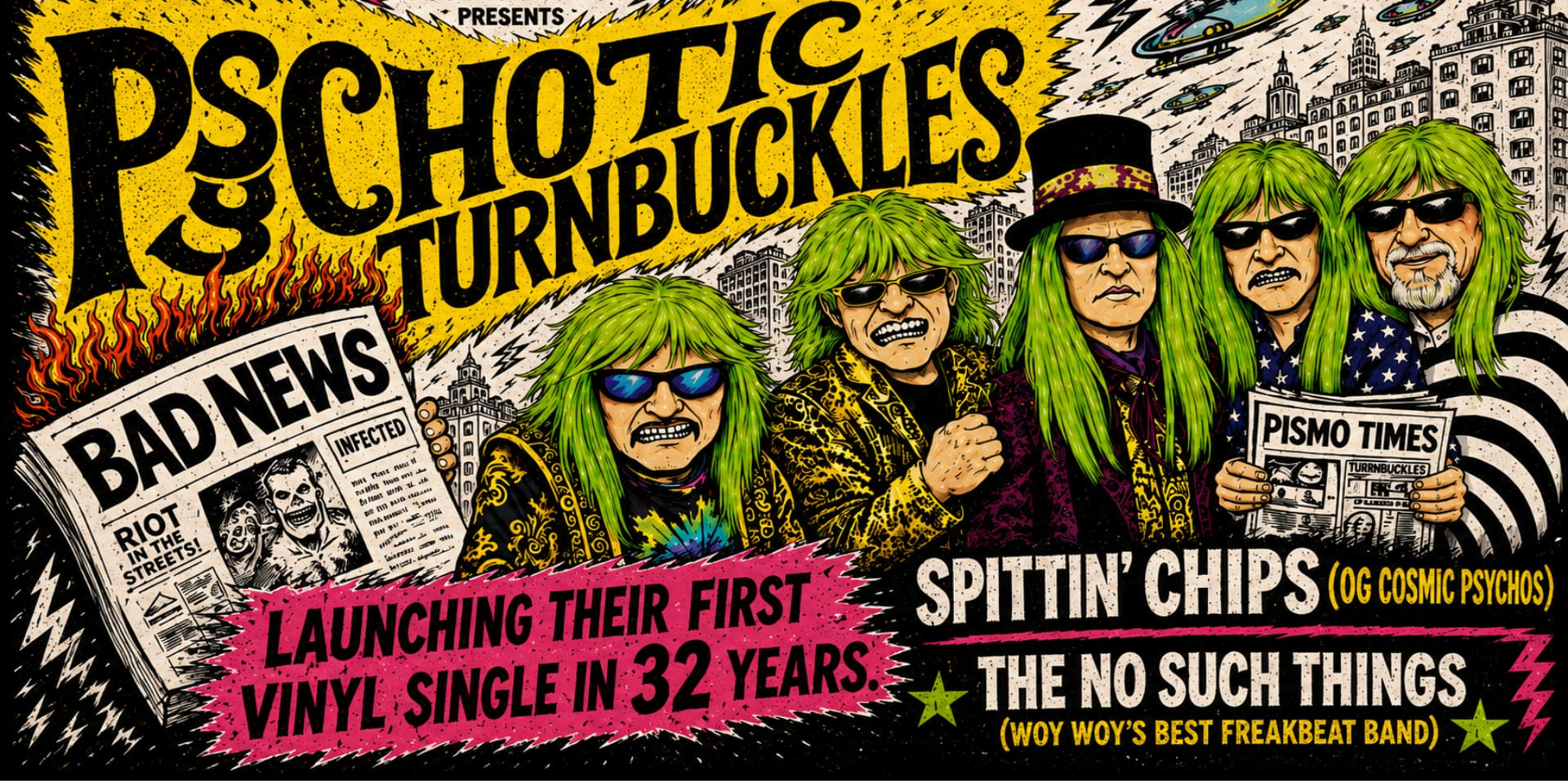 Psychotic Turnbuckles Vinyl Single Launch with Spittin' Chips & The No Such Things