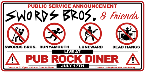 Swords Bros & Friends live at Pub Rock Diner - Devonport - Concert poster