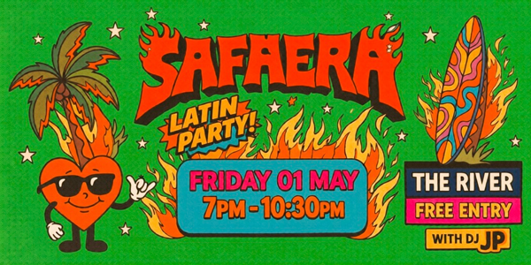 SAFAERA - LATIN PARTY! live at The River in Margaret River on May 01, 2026 - Concert poster