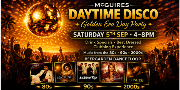 DAYTIME DISCO - Golden Era Day Party live at McGuires Hotel - Concert poster