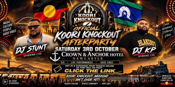 Koori Knockout Afterparty live at The Crown & Anchor Hotel - Concert poster