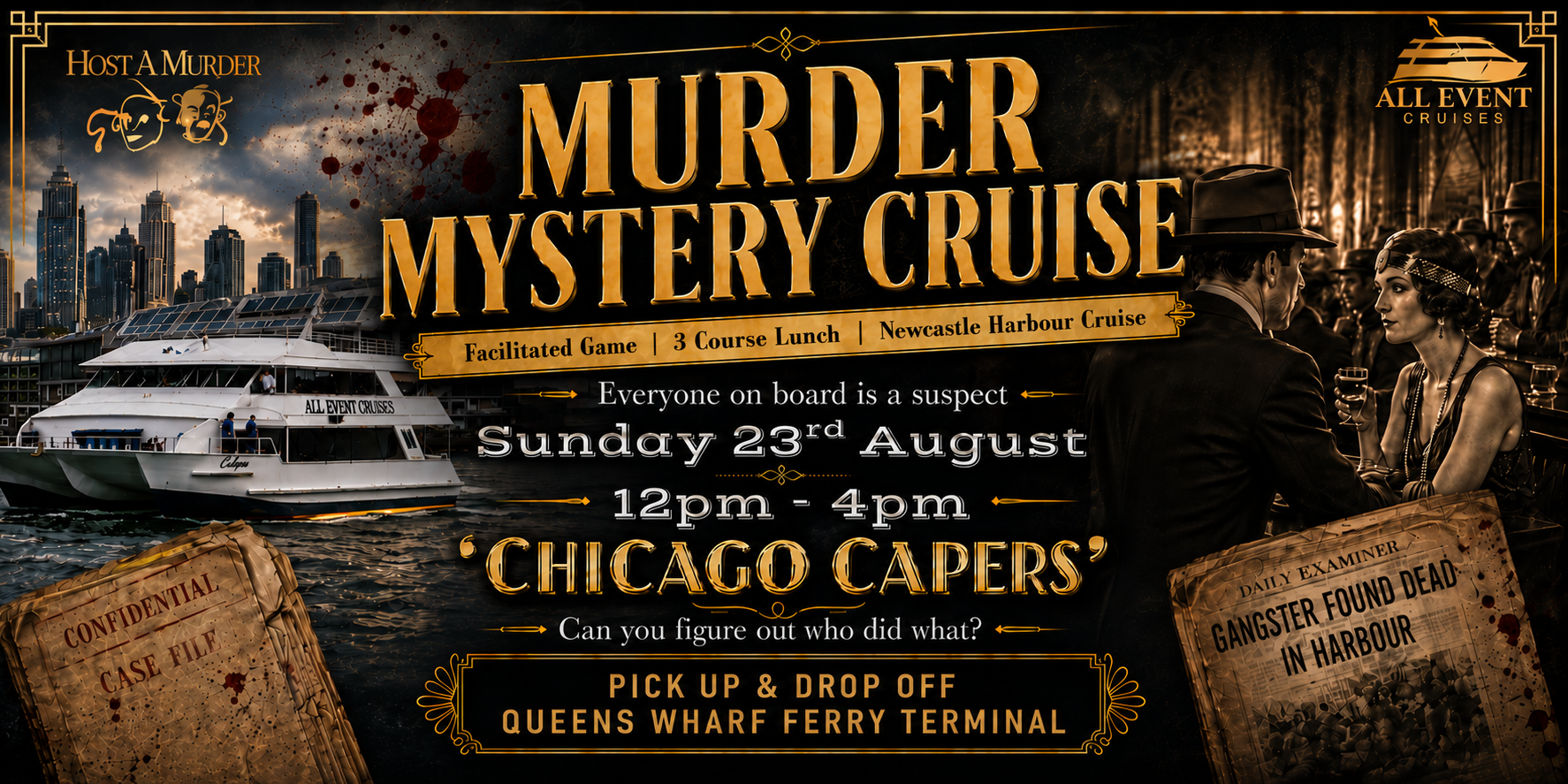 Murder Mystery Cruise | 3 Course Lunch | Newcastle Harbour