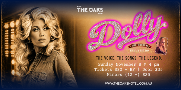 DOLLY - THE TRIBUTE (A Celebration of the legend Dolly Parton) live at The Oaks Hotel - Concert poster