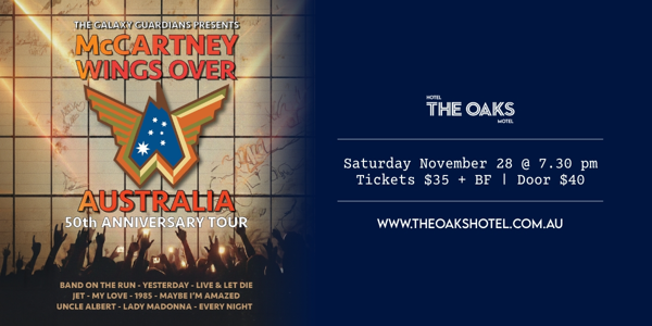 McCartney Wings Over Australia live at The Oaks Hotel - Concert poster
