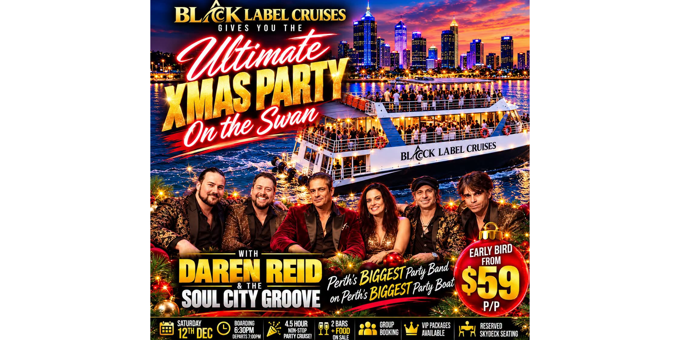 ULTIMATE XMAS PARTY ON THE SWAN - With Darren Reid & the SCG