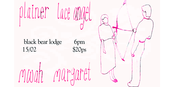a valentines gig with plainer, lace angel, mwah, & margaret poster