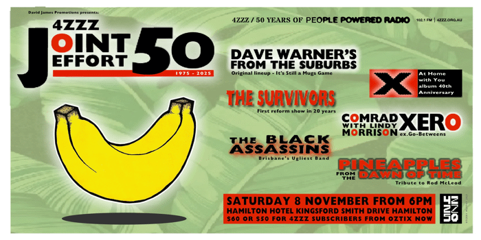 4ZZZ Joint Effort 50 (Old school celebration of 4ZZZ turning 50 years old)