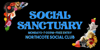 ‘Social Sanctuary’ with blue diner., Blue Vedder + Of Lion