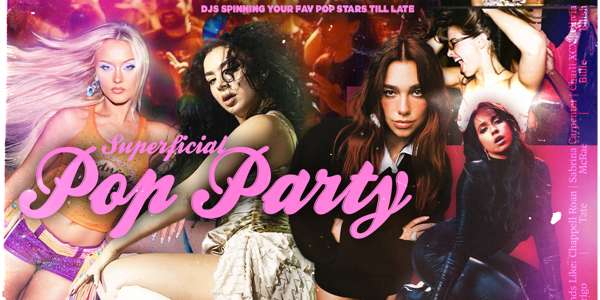 Superficial: Pop Party - Caloundra live at Kings Beach Tavern - Concert poster