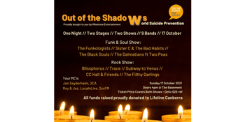 CANCELLED - Out of the Shadows - World Suicide Prevention Day (proceeds for Lifeline Canberra)