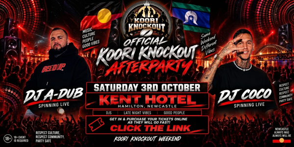 Koori Knockout Afterparty live at The Kent Hotel - Concert poster
