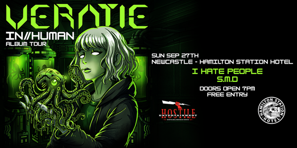 VERATIE HU//MAN TOUR live at The Hamilton Station Hotel - Concert poster