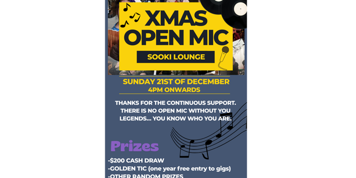 Xmas Edition-Sunday Sessions  Open Mic