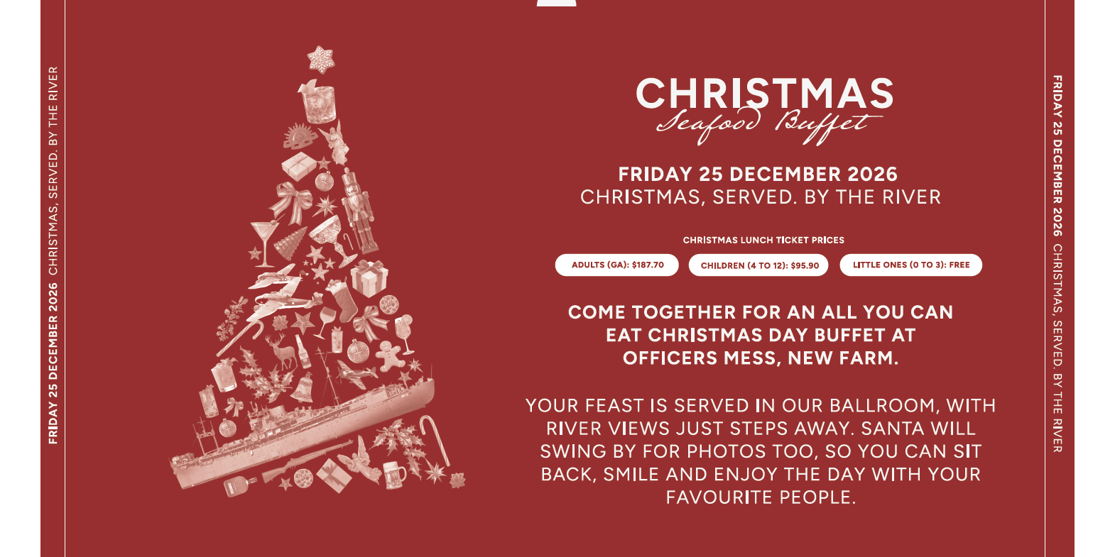 Officers Mess - Christmas Day Buffet Lunch, Seafood, Roast & Dessert (New Farm)