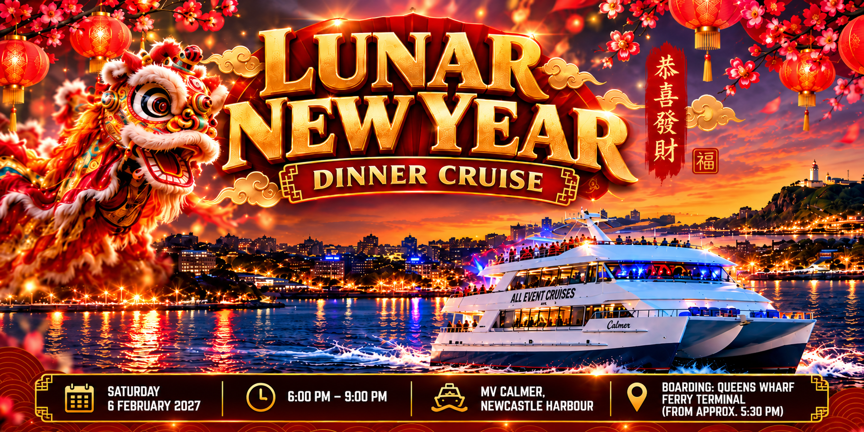 Lunar New Year Cruise | Asian Inspired Dinner | Newcastle Harbour