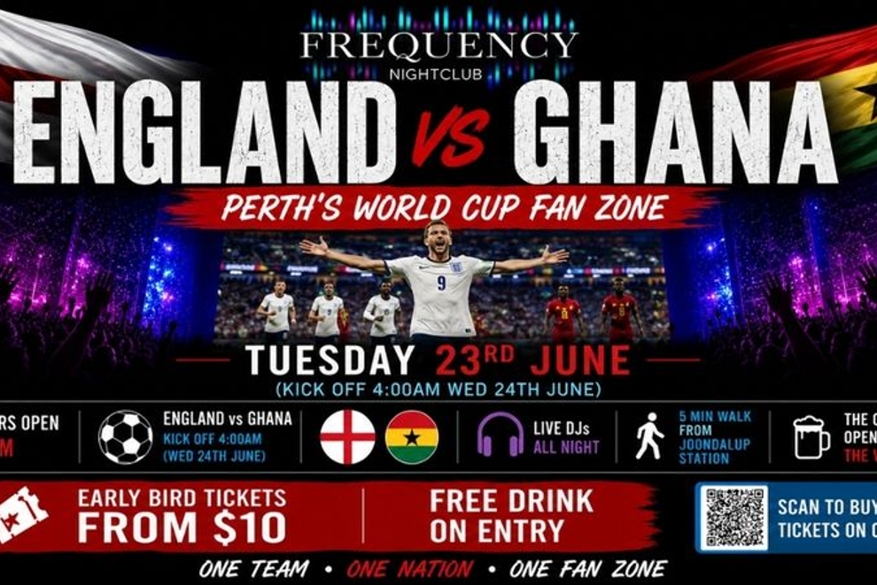 ENGLAND VS GHANA - PERTH'S OFFICIAL WORLD CUP FAN ZONE EXPERIENCE