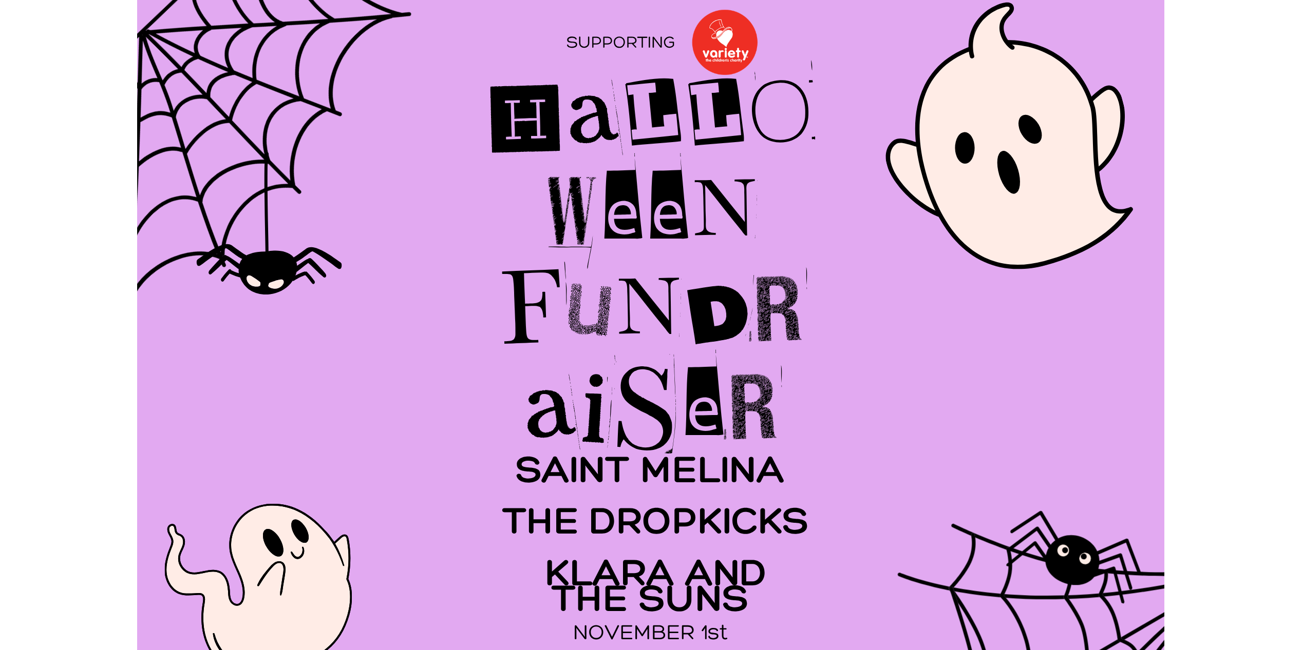 Halloween Fundraiser w/ Saint Melina + The Dropkicks + Klara and the Suns