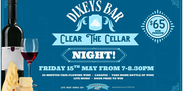 Clear the Cellar live at Gosnells Hotel in Gosnells on May 15, 2026 - Concert poster