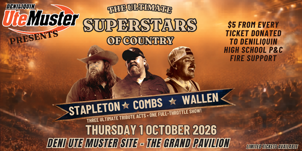 The Ultimate Superstars of Country Tribute Show live at Deniliquin Festival Site - Concert poster