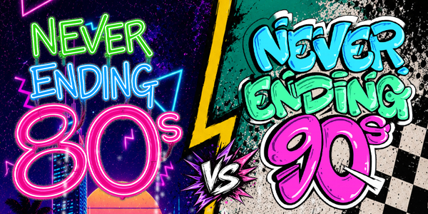 Never Ending 80s Presents: 80s v 90s The Battle of The Decades Dress Up Party - 10 Year Anniversary live at Officers Mess - Concert poster