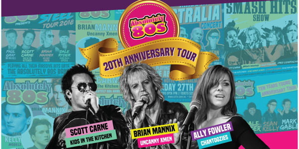 Absolutely 80s Super Group -20 Years Anniversary Show live at Kings Beach Tavern in Caloundra on April 10, 2026 - Concert poster