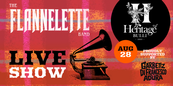 The Flannelette Band live at The Heritage Hotel - Concert poster