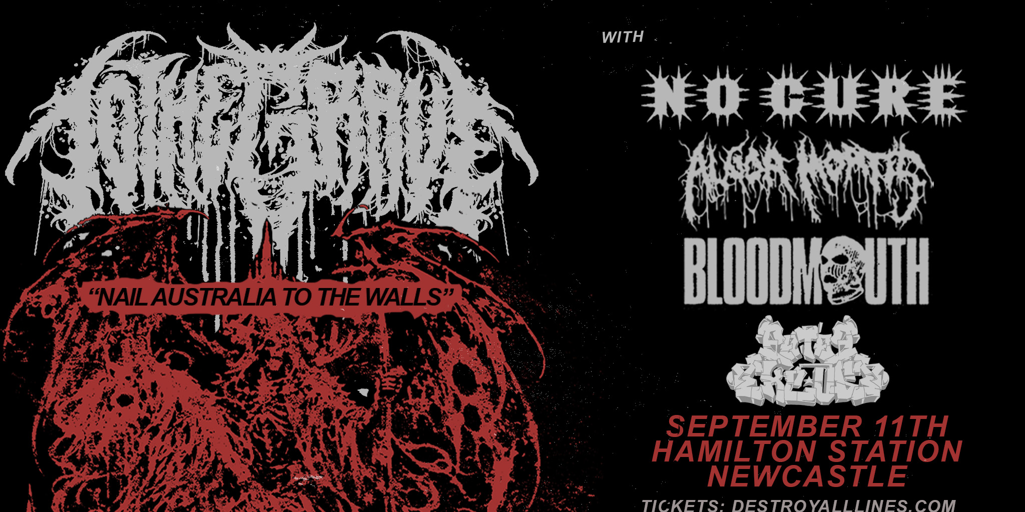 TO THE GRAVE 'NAIL AUSTRALIA TO THE WALLS' with NO CURE (USA)