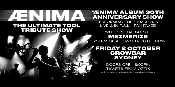 AENIMA - THE ULTIMATE TOOL TRIBUTE SHOW |"Ænima" 30th Anniversary Album Tribute live at Crowbar Sydney - Concert poster