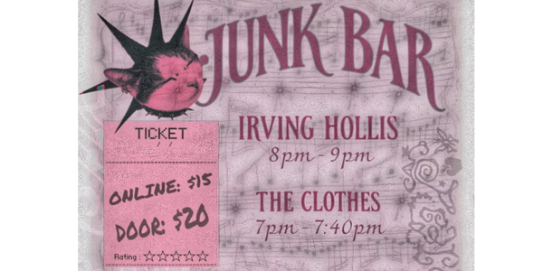 Irving Hollis and The Clothes live at The Junk Bar - Concert poster