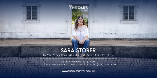 Sara Storer In The Green Room live at The Oaks Hotel - Concert poster