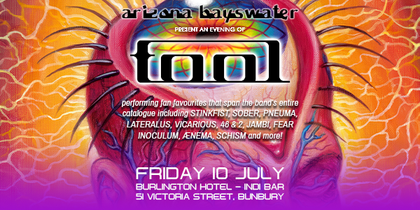 Arizona Bayswater TOOL Tribute show live at The Burlington Hotel - Indi Bar - Concert poster