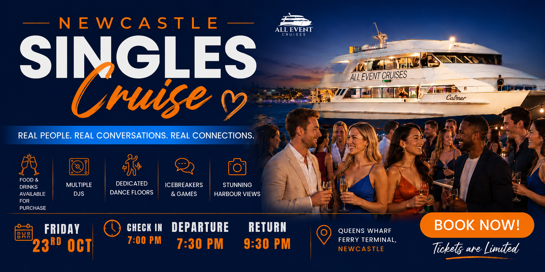 Newcastle Singles Cruise on the Harbour