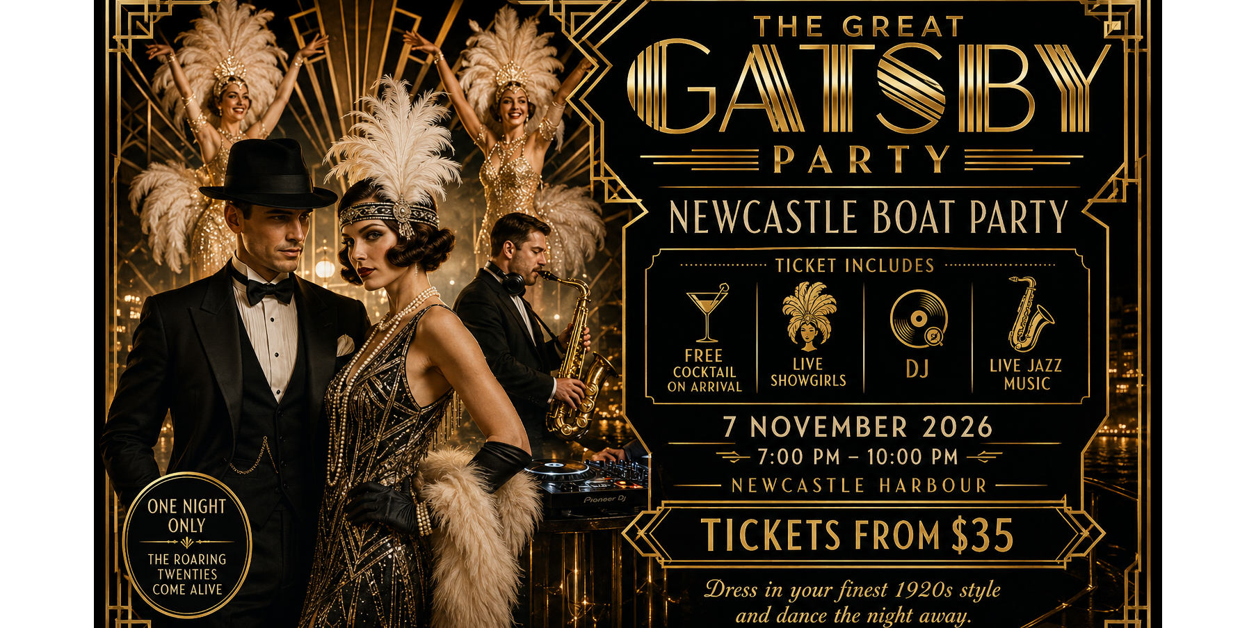 The Great Gatsby Party | Live Jazz and Showgirls | Newcastle Harbour