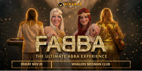 FABBA – The Ultimate ABBA Experience live at The Whalers Mosman - Concert poster