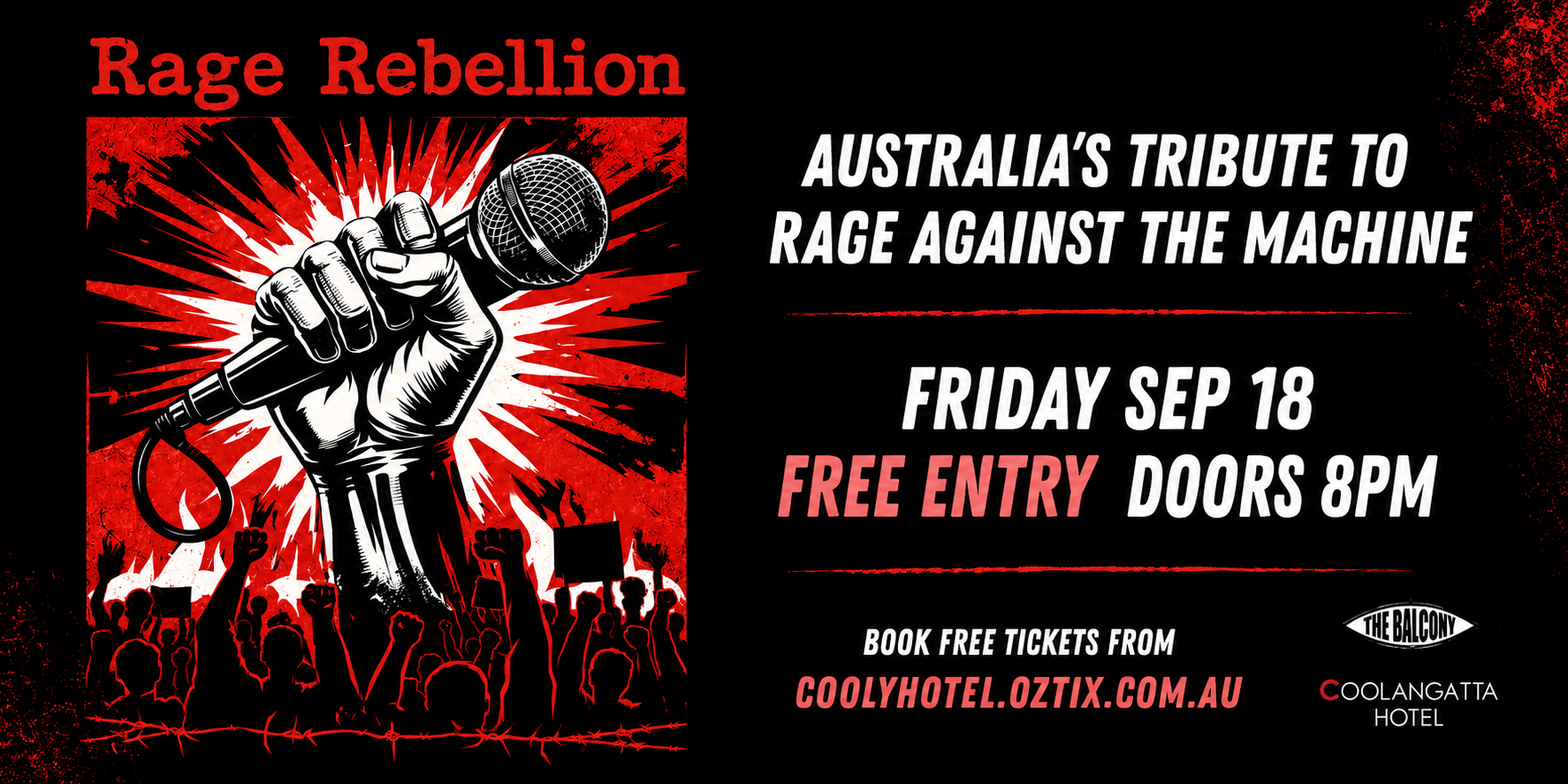 RAGE REBELLION! Australia’s Tribute to Rage Against the Machine (FREE ENTRY)