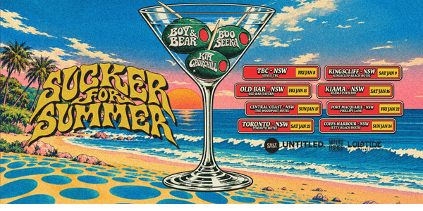 Boy & Bear, Boo Seeka & Kim Churchill ’Sucker for Summer’ Tour live at Woodport Hotel - Concert poster