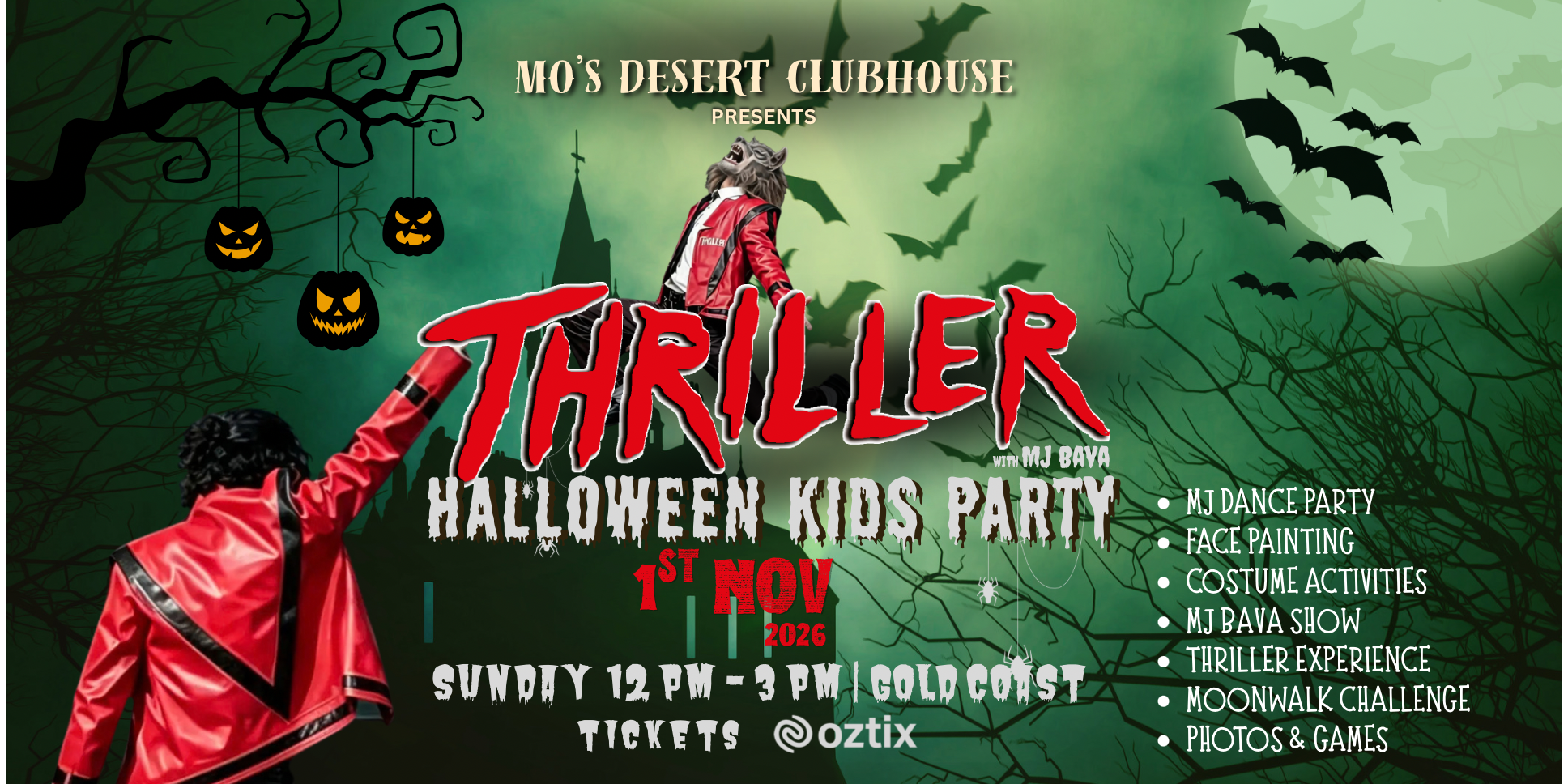 Michael Jackson Inspired Thriller Halloween Kids Party with MJ Bava (ALL AGES)