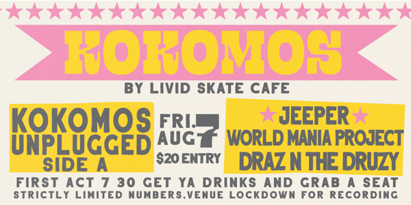 Kokomo's Unplugged - WAMFEST live at Livid Skate Cafe - Concert poster