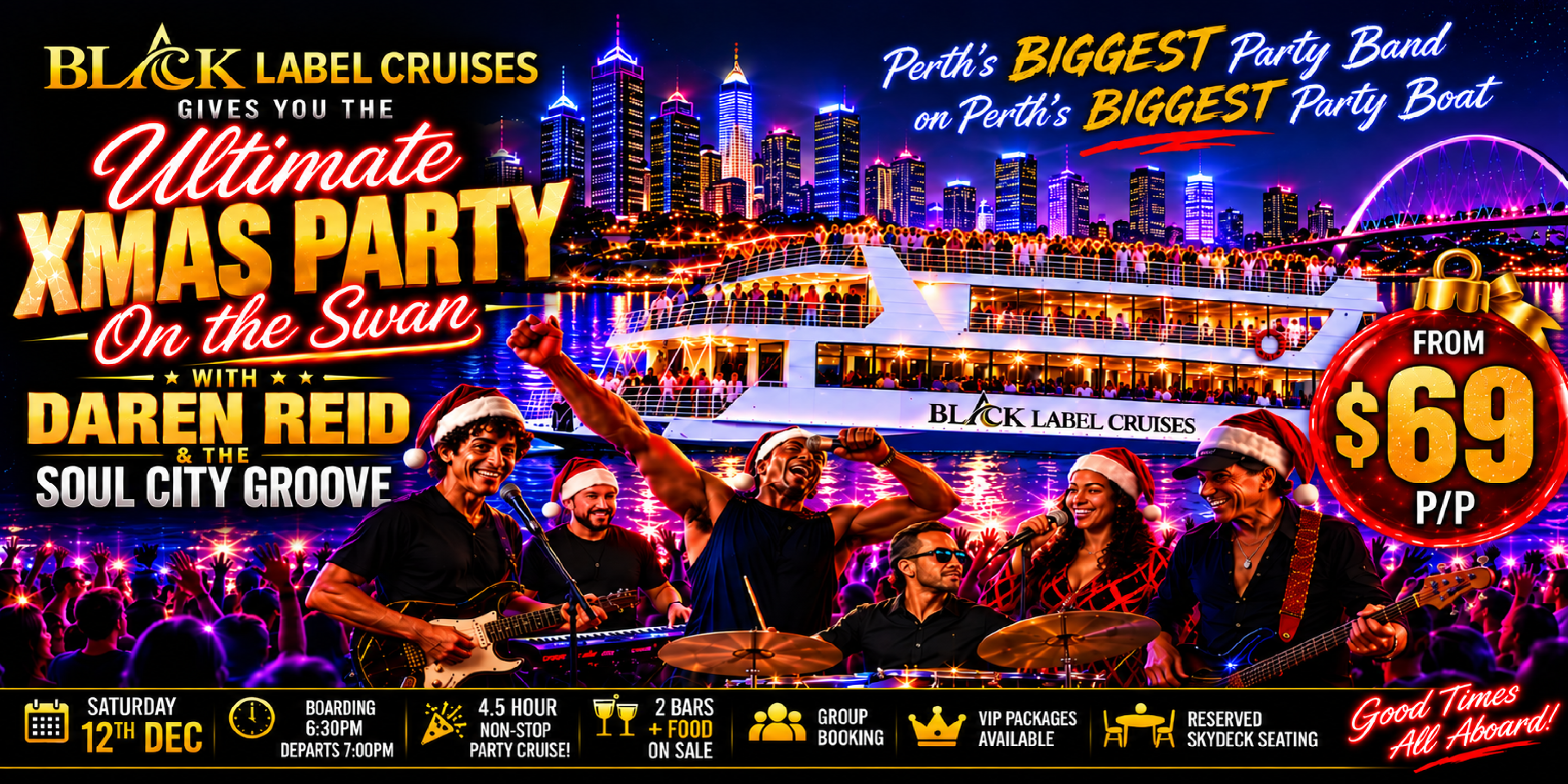 ULTIMATE XMAS PARTY ON THE SWAN - With Darren Reid & the SCG